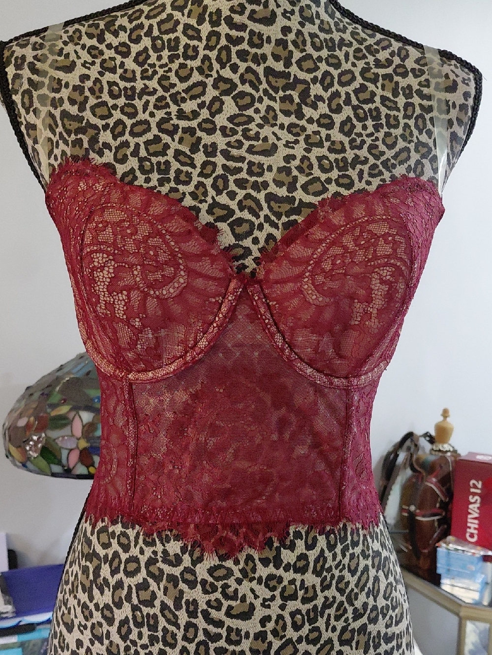 Victoria's Secret Wine Lace Longline Bustier Bra